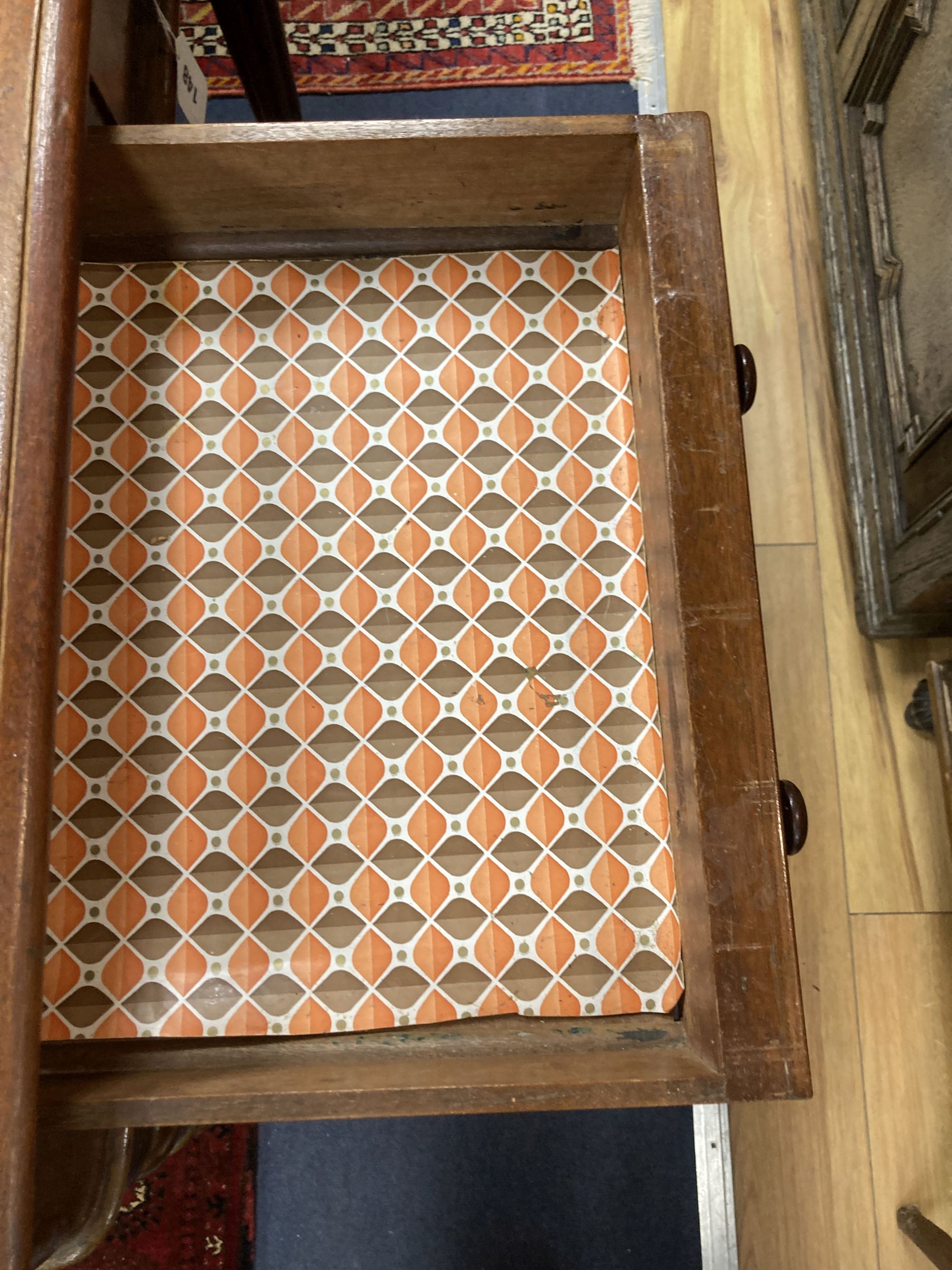 A Victorian mahogany two drawer side table, width 98cm, depth 50cm, height 82cm